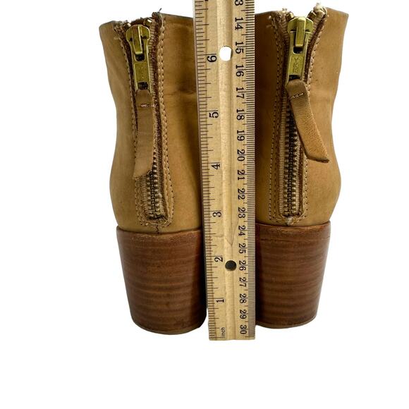 Nisolo Women's Boots US 7.5 Dari Heeled Ankle Booties Tan Leather Suede Back Zip - Picture 6 of 16
